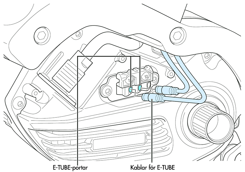 E-TUBE-portar på Shimano EP800